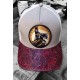 berretto in cotone con retina con patch reining e visiera in cuoio flowers
