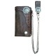 portafoglio medio in pelle  stile western con catena e borchia