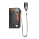 portafoglio medio in pelle  stile western con catena e borchia