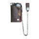 portafoglio medio in pelle  stile western con catena e borchia