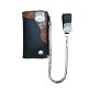 portafoglio medio in pelle  stile western con catena e borchia
