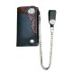 portafoglio medio in pelle  stile western con catena e borchia